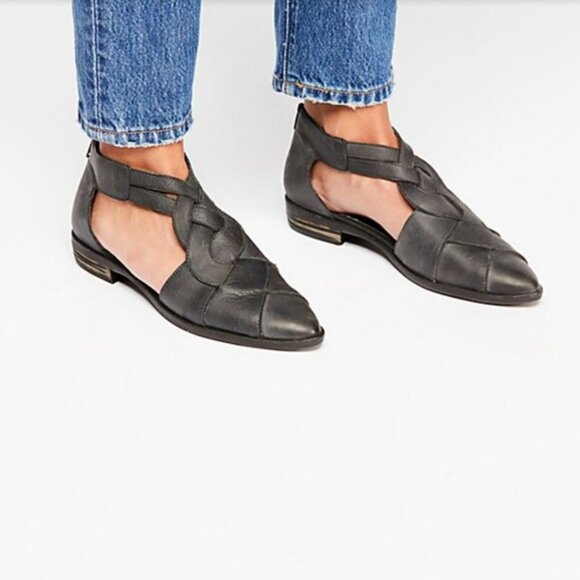 Free People Shoes - Free People Wanderlust Black Woven Leather Flats EU 37 US 6.5